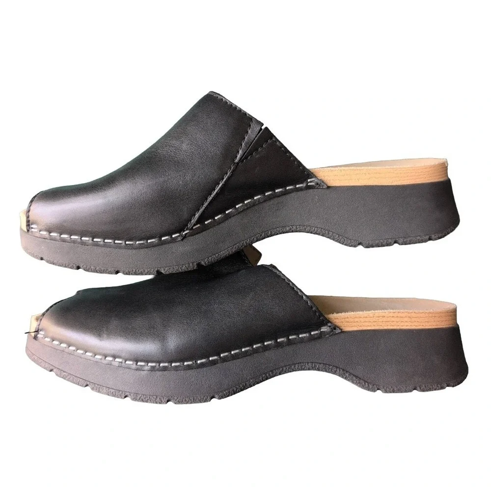 Dansko Ravyn Black Peep Toe Slide Sandals Women's Size EU 41 US 10 Comfort